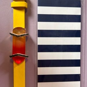 NWT Stella & Dot - Keep Collective reversible yellow/camel leather band & charm